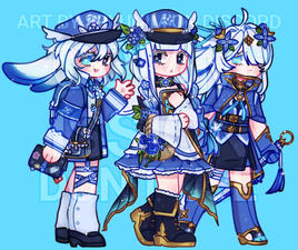 Comms / Chibi + 2 perso. / R$ 135,00